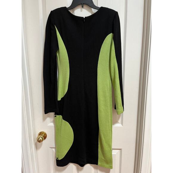 Donna Vinci Knits Vintage Church Dress Green Black Beaded Size 6 Modest Wool - Picture 3 of 12